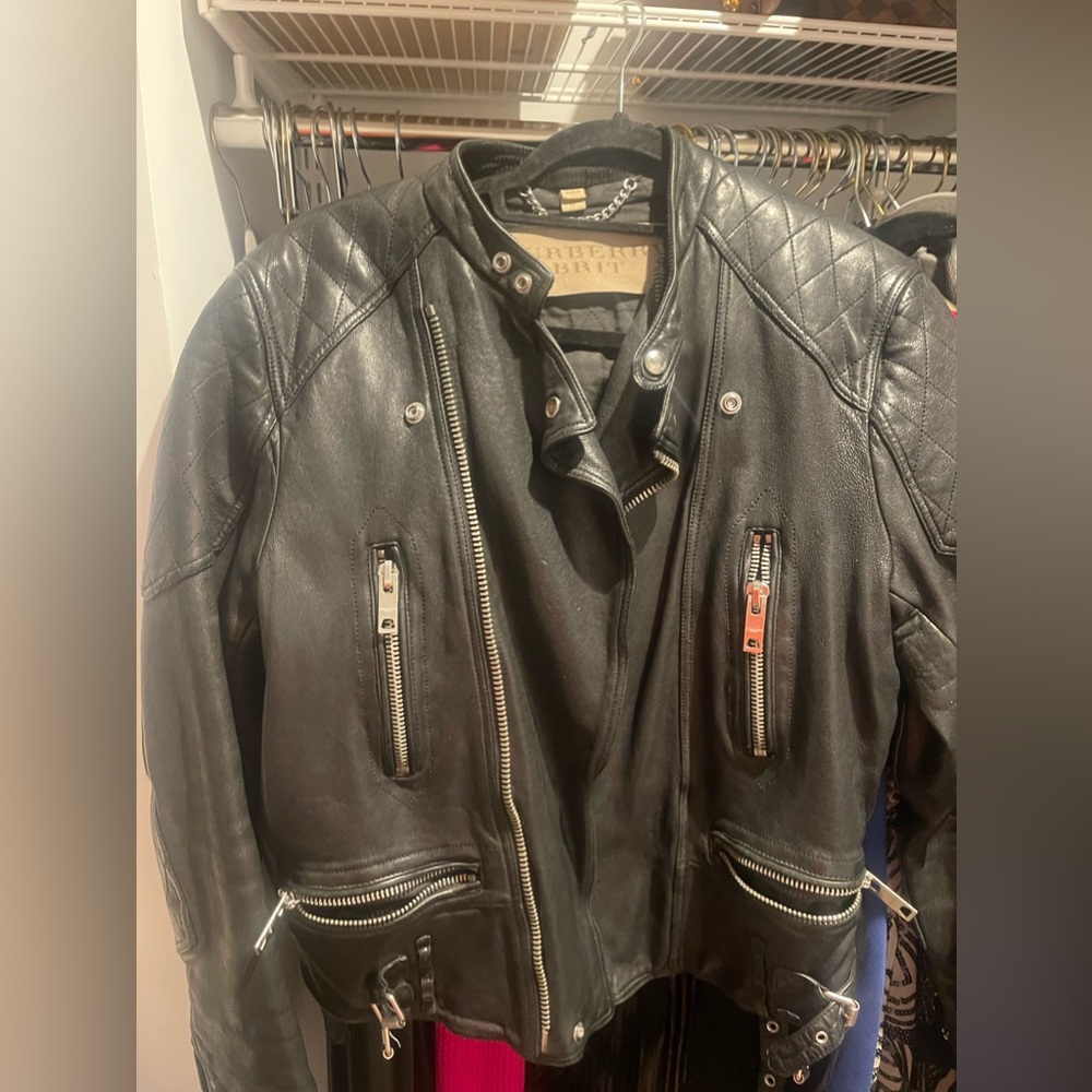 Insulated Burberry Brit Moto Leather Jacket